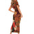 Hawaii Christmas Poinsettia Lei Family Matching Short Sleeve Bodycon Dress and Hawaiian Shirt Tapa Pattern - Polynesian Pride