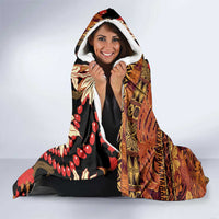 Hawaii Christmas Poinsettia Lei Hooded Blanket Tapa Pattern - Polynesian Pride