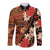 Hawaii Christmas Poinsettia Lei Long Sleeve Button Shirt Tapa Pattern - Polynesian Pride