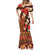 Hawaii Christmas Poinsettia Lei Mermaid Dress Tapa Pattern - Polynesian Pride