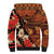Hawaii Christmas Poinsettia Lei Sherpa Hoodie Tapa Pattern - Polynesian Pride