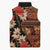 Hawaii Christmas Poinsettia Lei Sleeveless Puffer Jacket Tapa Pattern - Polynesian Pride