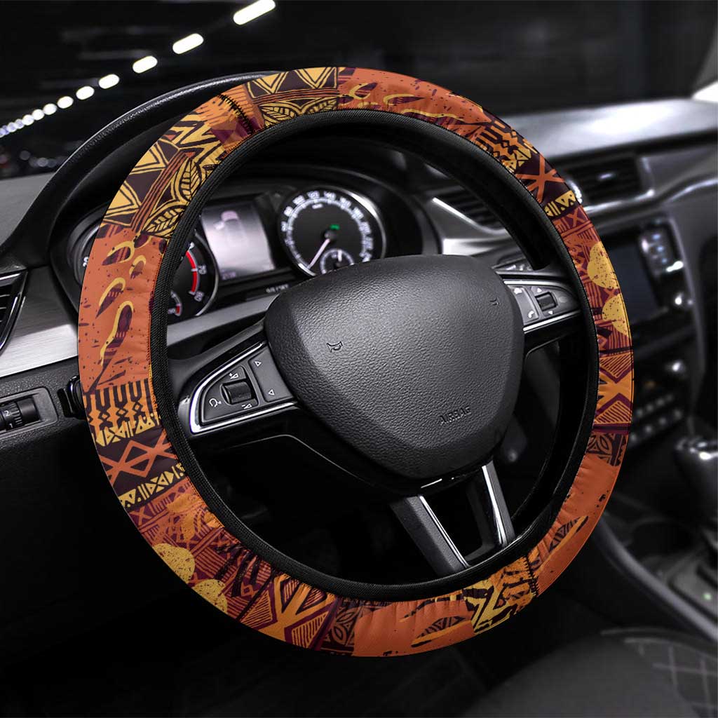 Hawaii Christmas Poinsettia Lei Steering Wheel Cover Tapa Pattern - Polynesian Pride