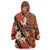 Hawaii Christmas Poinsettia Lei Wearable Blanket Hoodie Tapa Pattern - Polynesian Pride