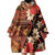 Hawaii Christmas Poinsettia Lei Wearable Blanket Hoodie Tapa Pattern - Polynesian Pride