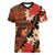 Hawaii Christmas Poinsettia Lei Women V-Neck T-Shirt Tapa Pattern - Polynesian Pride