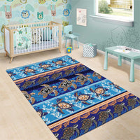 Hawaii Turtles Pattern Special Blue Area Rug - Polynesian Pride
