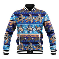 Hawaii Turtles Pattern Special Blue Baseball Jacket - Polynesian Pride