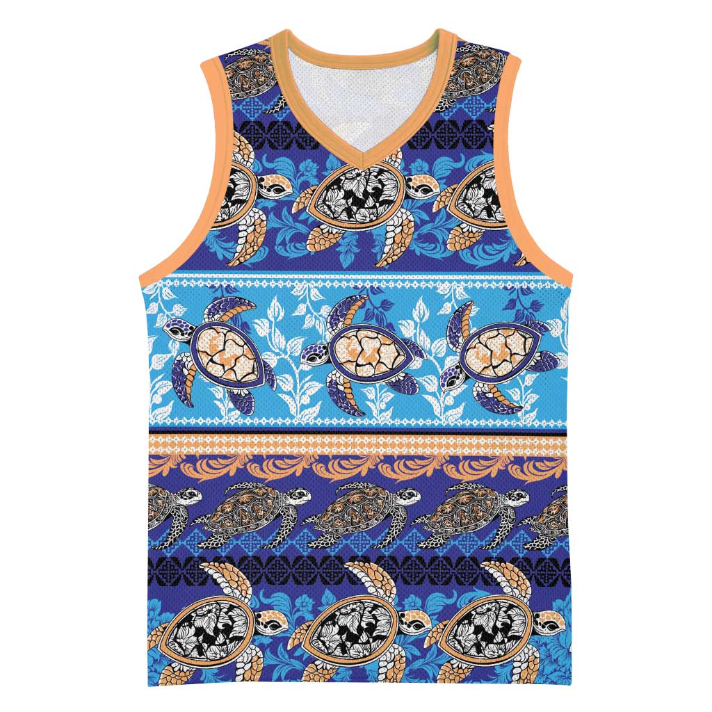 Hawaii Turtles Pattern Special Blue Basketball Jersey - Polynesian Pride