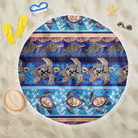 Hawaii Turtles Pattern Special Blue Beach Blanket - Polynesian Pride