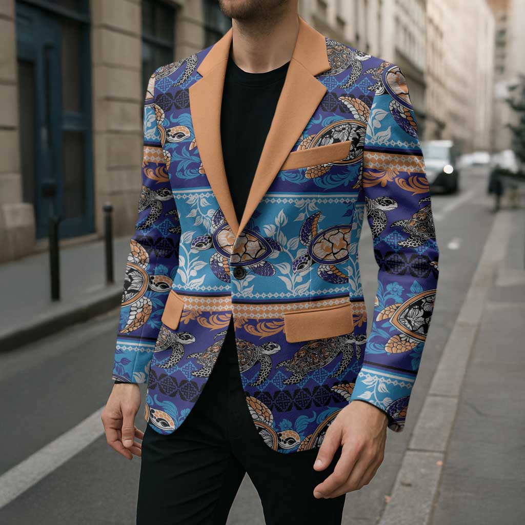 Hawaii Turtles Pattern Special Blue Blazer - Polynesian Pride
