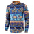 Hawaii Turtles Pattern Special Blue Button Sweatshirt - Polynesian Pride
