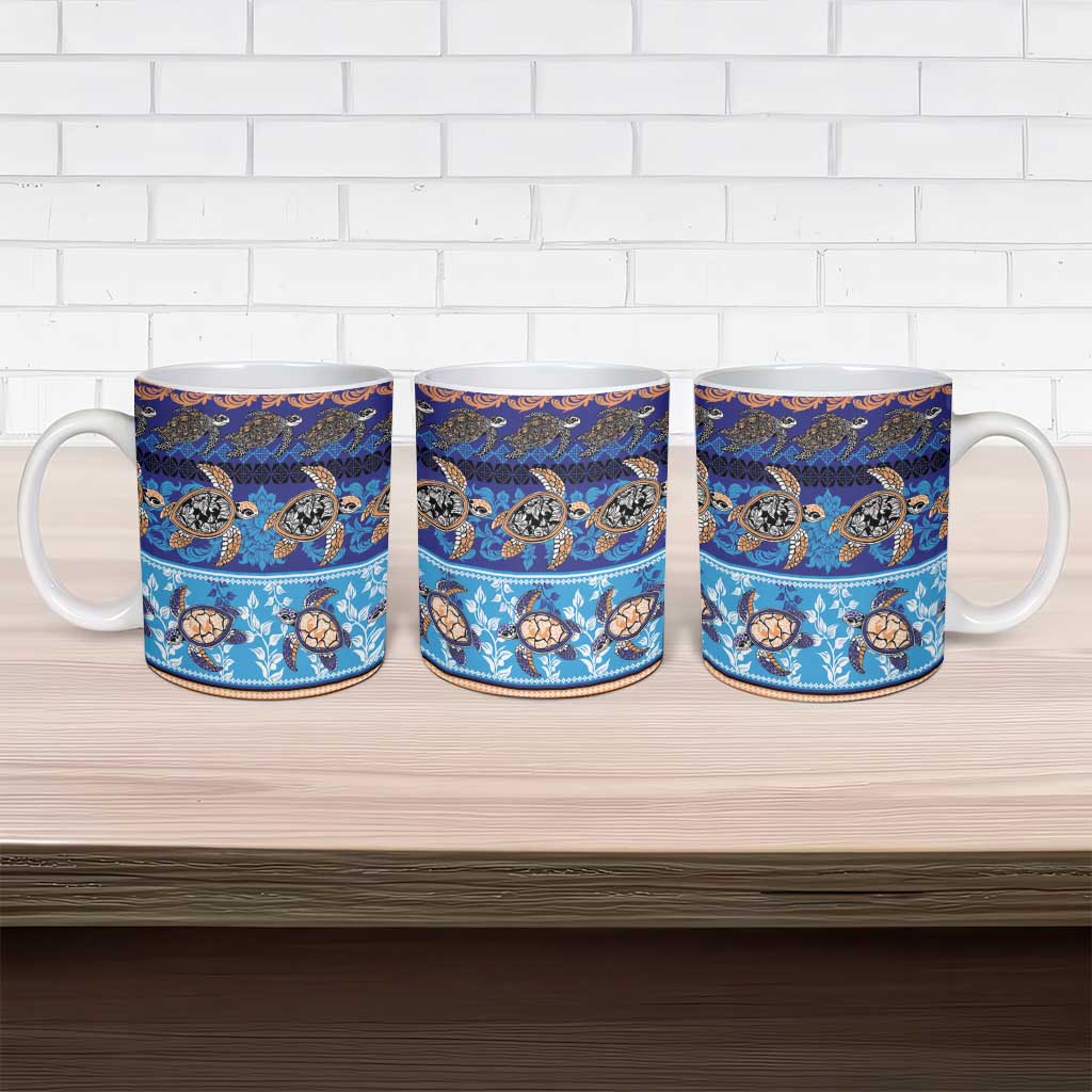 Hawaii Turtles Pattern Special Blue Ceramic Mug - Polynesian Pride