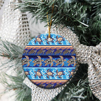 Hawaii Turtles Pattern Special Blue Ceramic Ornament - Polynesian Pride