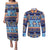 Hawaii Turtles Pattern Special Blue Couples Matching Puletasi and Long Sleeve Button Shirt - Polynesian Pride
