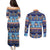 Hawaii Turtles Pattern Special Blue Couples Matching Puletasi and Long Sleeve Button Shirt - Polynesian Pride
