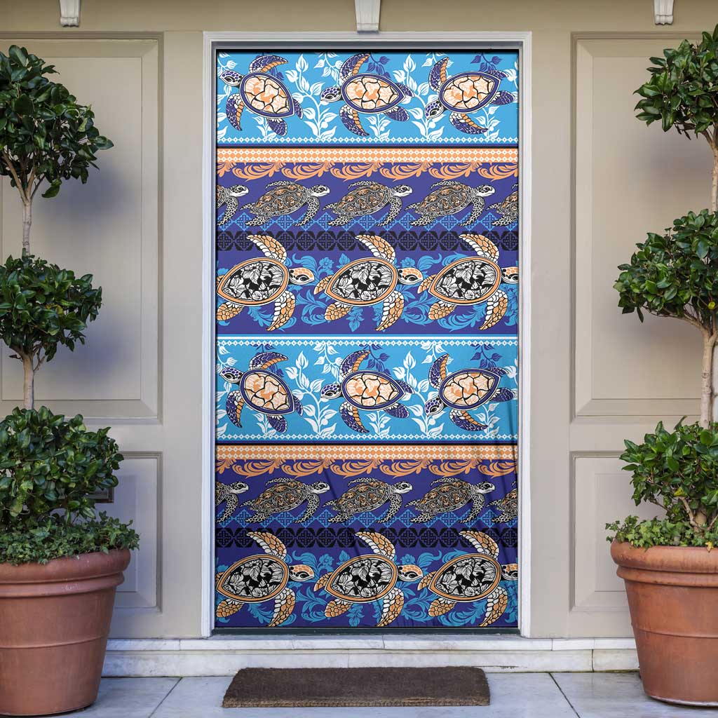 Hawaii Turtles Pattern Special Blue Door Cover - Polynesian Pride