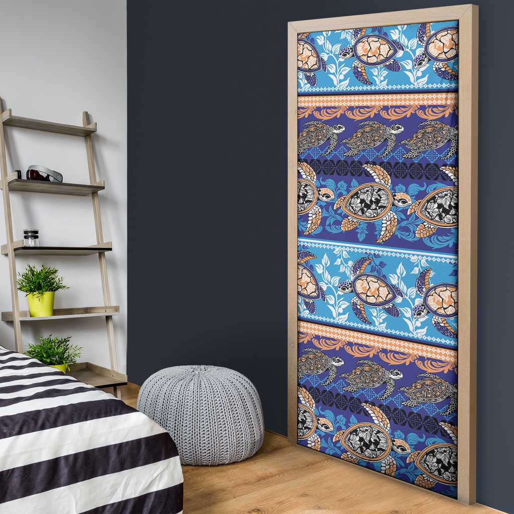 Hawaii Turtles Pattern Special Blue Door Cover - Polynesian Pride