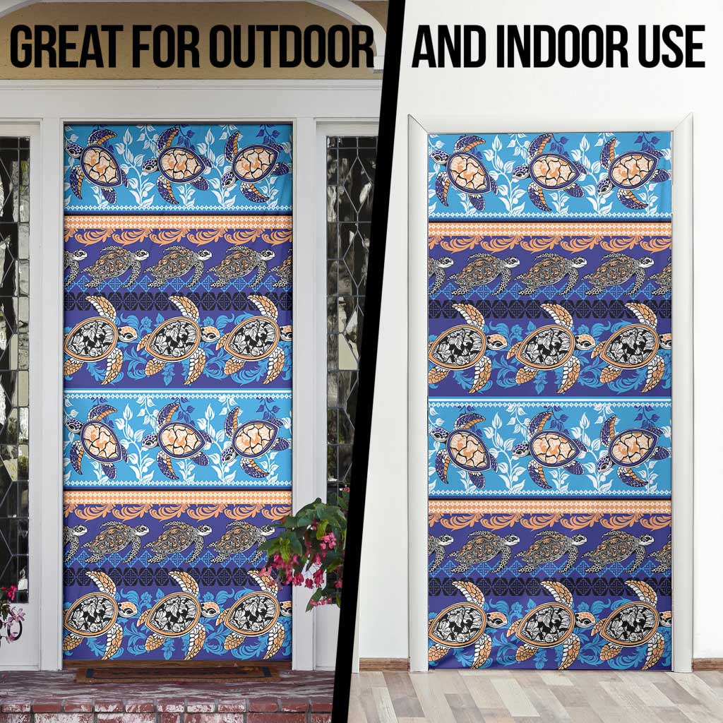 Hawaii Turtles Pattern Special Blue Door Cover - Polynesian Pride