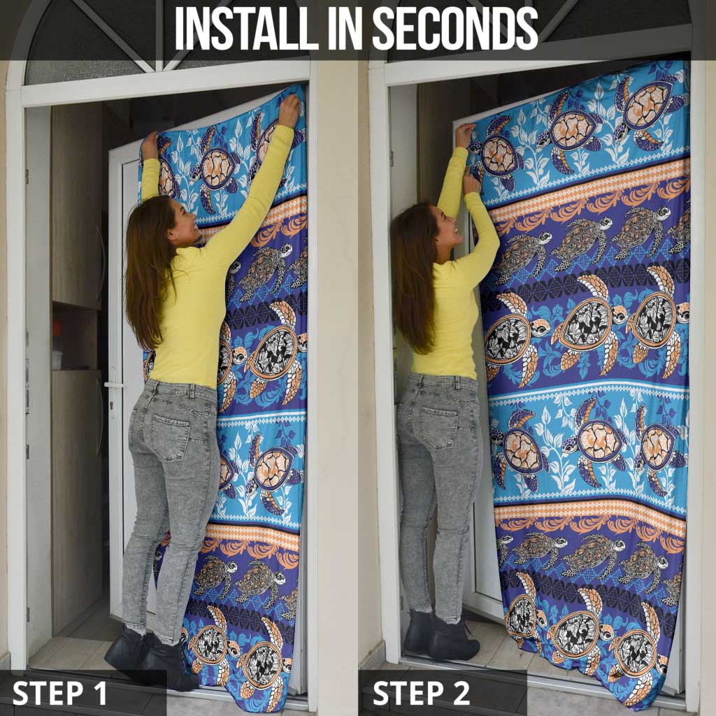 Hawaii Turtles Pattern Special Blue Door Cover - Polynesian Pride