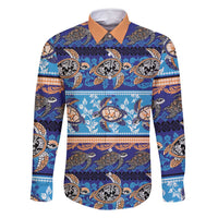 Hawaii Turtles Pattern Special Blue Family Matching Mermaid Dress and Hawaiian Shirt - Polynesian Pride