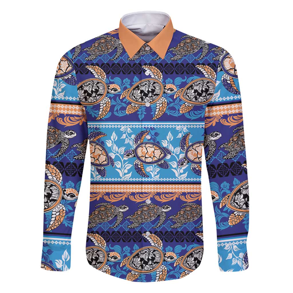 Hawaii Turtles Pattern Special Blue Family Matching Off Shoulder Short Dress and Hawaiian Shirt - Polynesian Pride