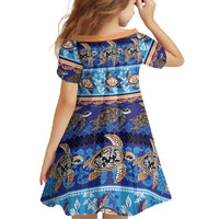 Hawaii Turtles Pattern Special Blue Family Matching Short Sleeve Bodycon Dress and Hawaiian Shirt - Polynesian Pride