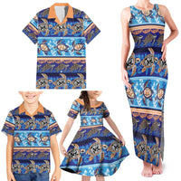 Hawaii Turtles Pattern Special Blue Family Matching Tank Maxi Dress and Hawaiian Shirt - Polynesian Pride