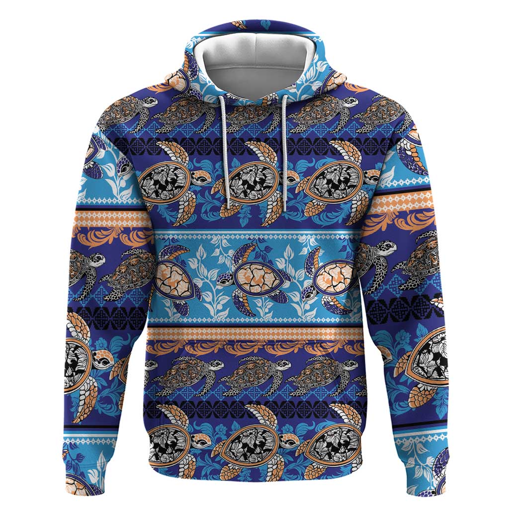Hawaii Turtles Pattern Special Blue Hoodie - Polynesian Pride