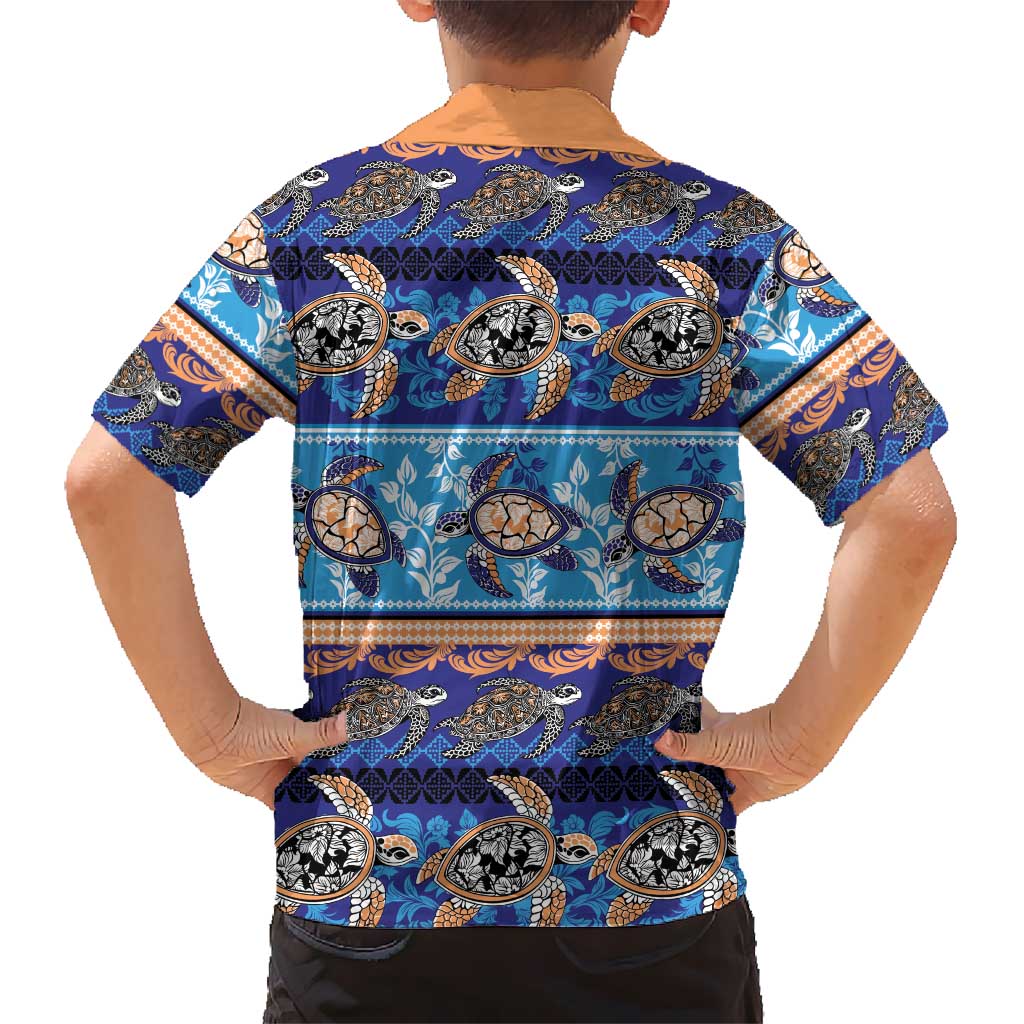 Hawaii Turtles Pattern Special Blue Kid Hawaiian Shirt - Polynesian Pride