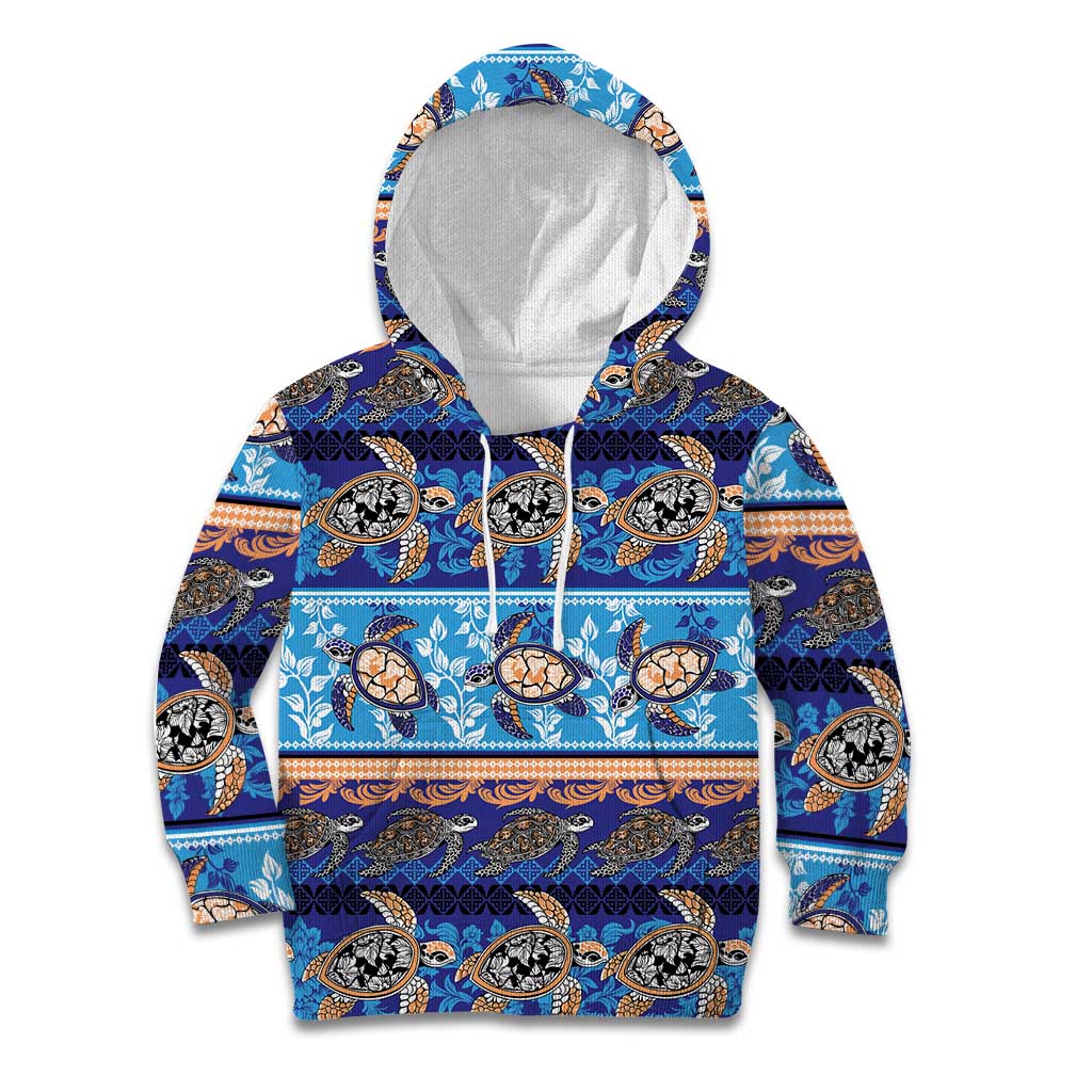 Hawaii Turtles Pattern Special Blue Kid Hoodie - Polynesian Pride