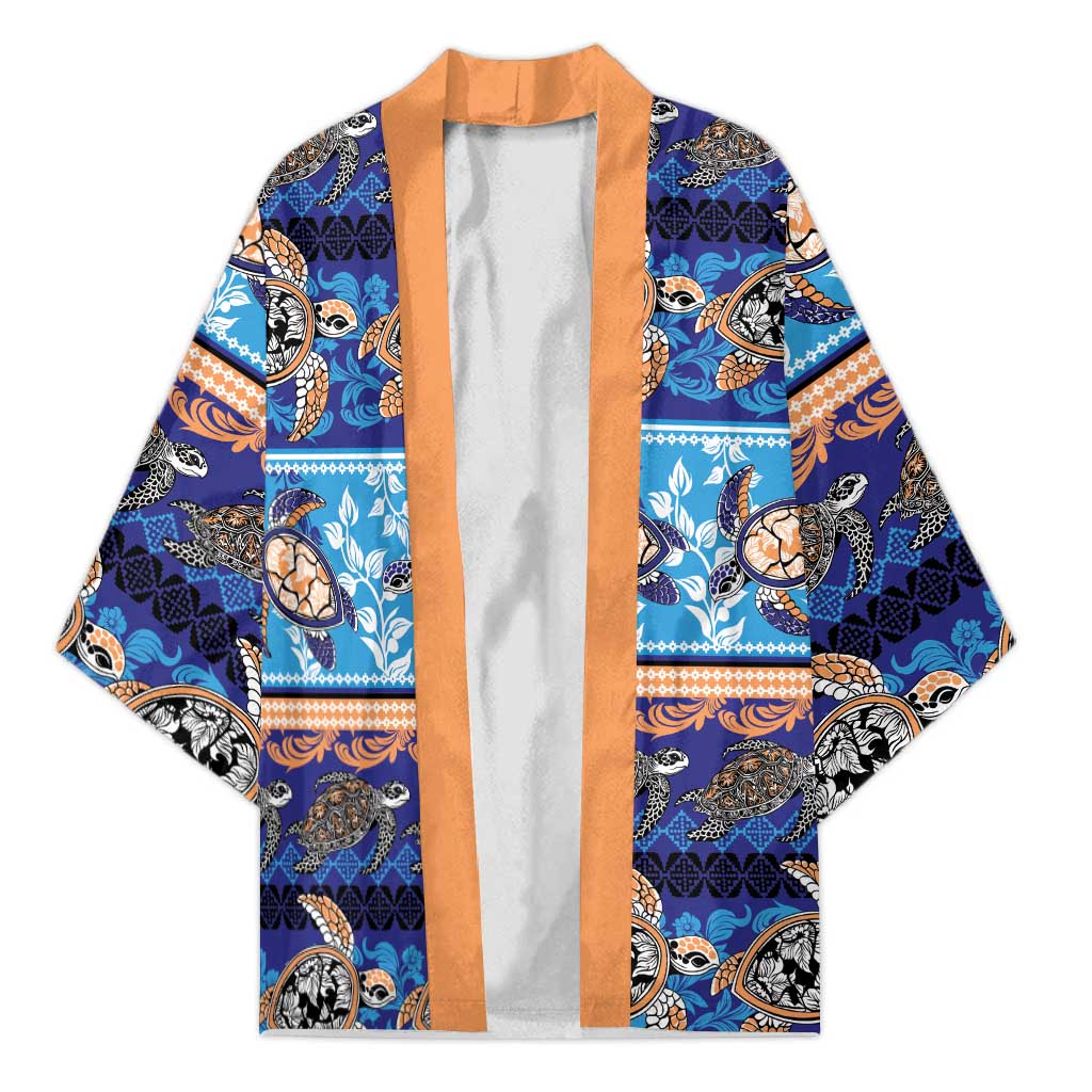 Hawaii Turtles Pattern Special Blue Kimono - Polynesian Pride
