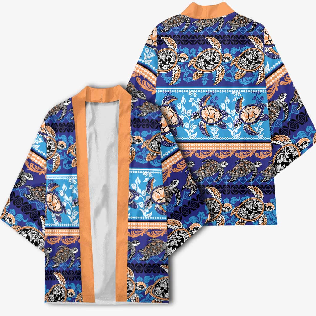 Hawaii Turtles Pattern Special Blue Kimono - Polynesian Pride