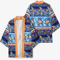 Hawaii Turtles Pattern Special Blue Kimono - Polynesian Pride