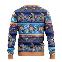 Hawaii Turtles Pattern Special Blue Ugly Christmas Sweater - Polynesian Pride