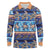 Hawaii Turtles Pattern Special Blue Long Sleeve Polo Shirt - Polynesian Pride