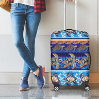 Hawaii Turtles Pattern Special Blue Luggage Cover - Polynesian Pride