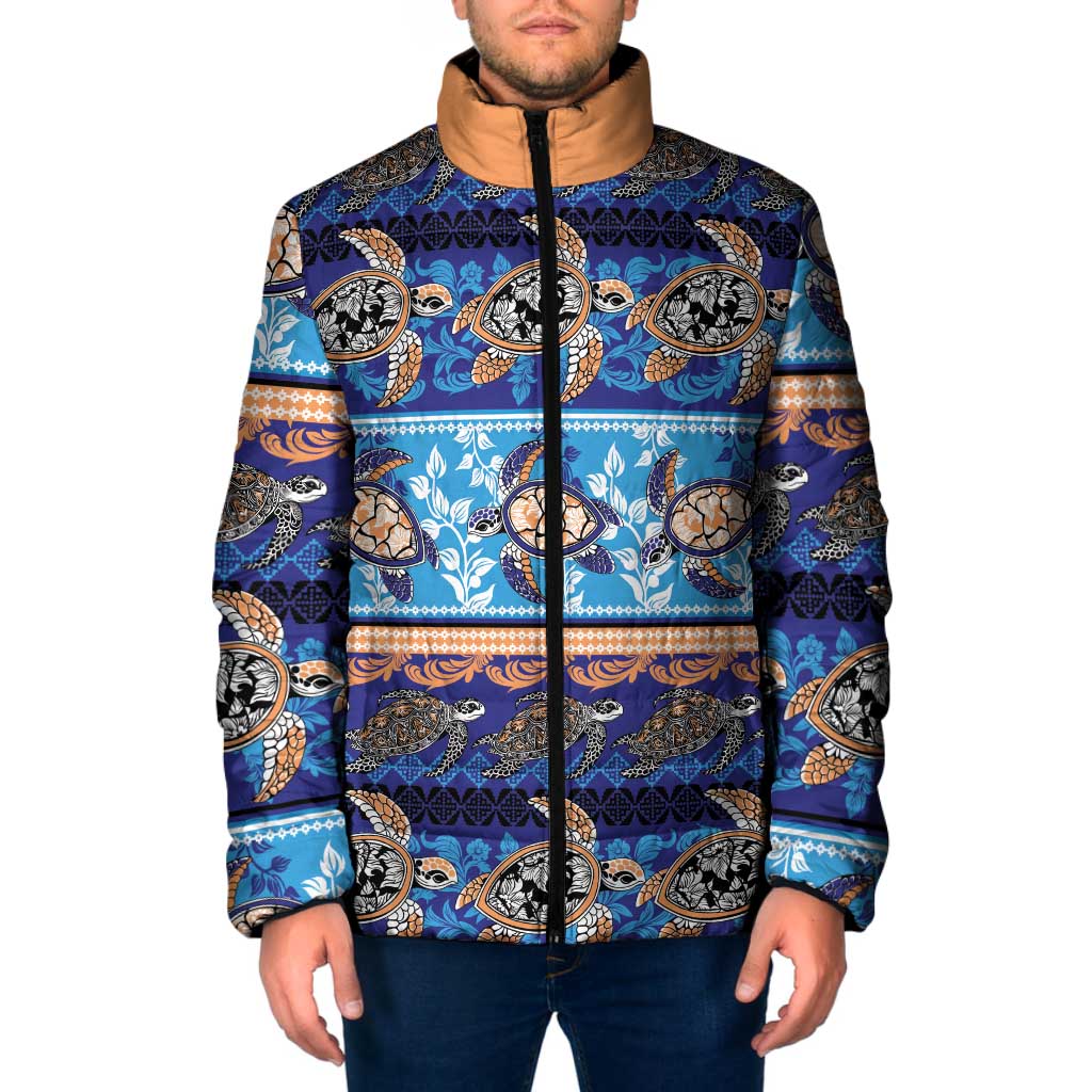 Hawaii Turtles Pattern Special Blue Padded Jacket - Polynesian Pride