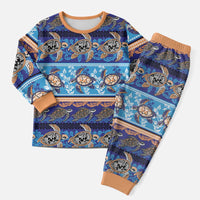 Hawaii Turtles Pattern Special Blue Christmas Pajama Set - Polynesian Pride
