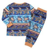 Hawaii Turtles Pattern Special Blue Christmas Pajama Set - Polynesian Pride