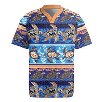 Hawaii Turtles Pattern Special Blue Rugby Jersey - Polynesian Pride