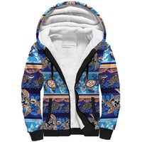 Hawaii Turtles Pattern Special Blue Sherpa Hoodie - Polynesian Pride