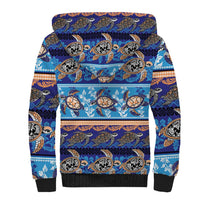 Hawaii Turtles Pattern Special Blue Sherpa Hoodie - Polynesian Pride