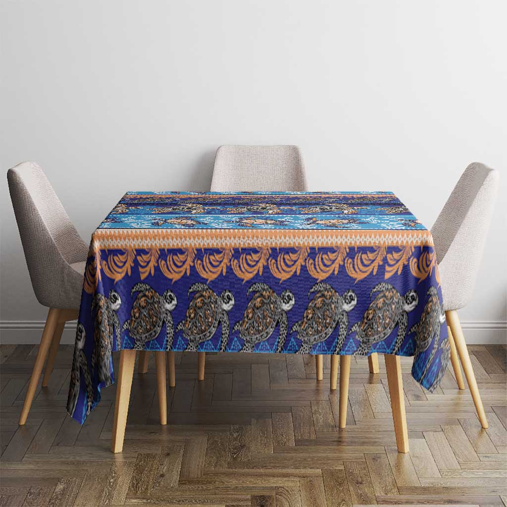 Hawaii Turtles Pattern Special Blue Tablecloth - Polynesian Pride