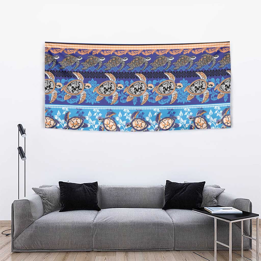 Hawaii Turtles Pattern Special Blue Tapestry - Polynesian Pride