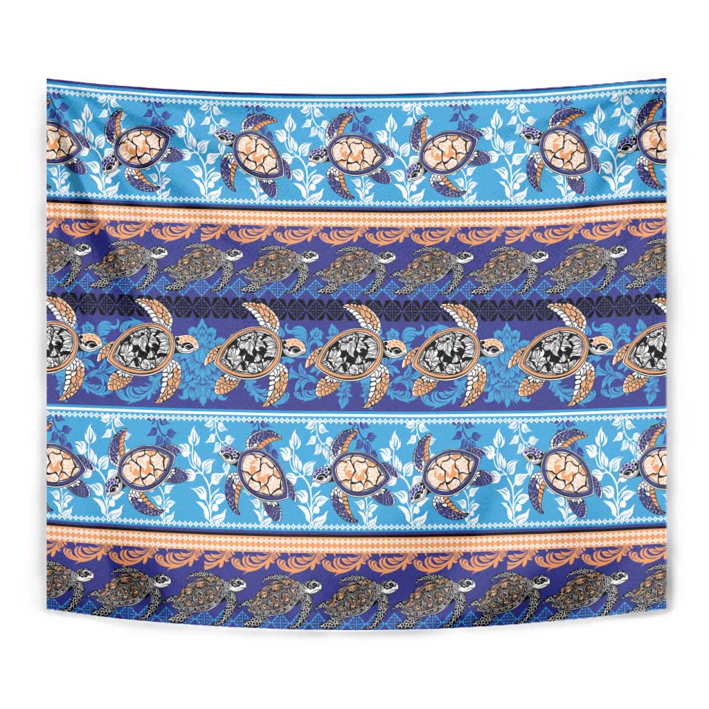 Hawaii Turtles Pattern Special Blue Tapestry - Polynesian Pride