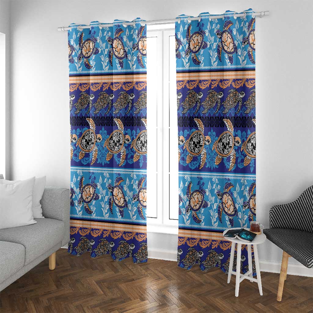 Hawaii Turtles Pattern Special Blue Window Curtain - Polynesian Pride