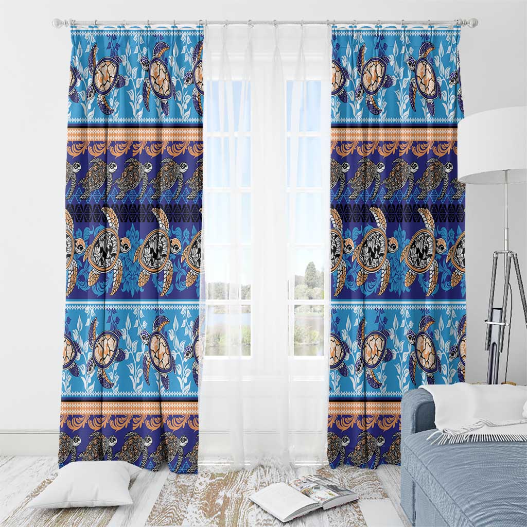 Hawaii Turtles Pattern Special Blue Window Curtain - Polynesian Pride