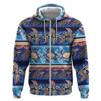Hawaii Turtles Pattern Special Blue Zip Hoodie - Polynesian Pride