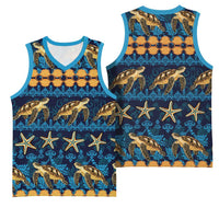 Hawaii Turtles Starfish Unique Pattern Basketball Jersey - Polynesian Pride